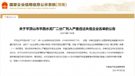 又一家水泥企業被列入嚴重違法失信企業名單！